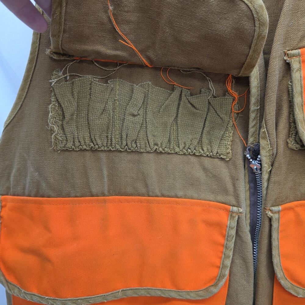 Vintage SafTBak Hunting Vest Blaze Orange Canvas Game Pockets USA - Picture 4 of 15